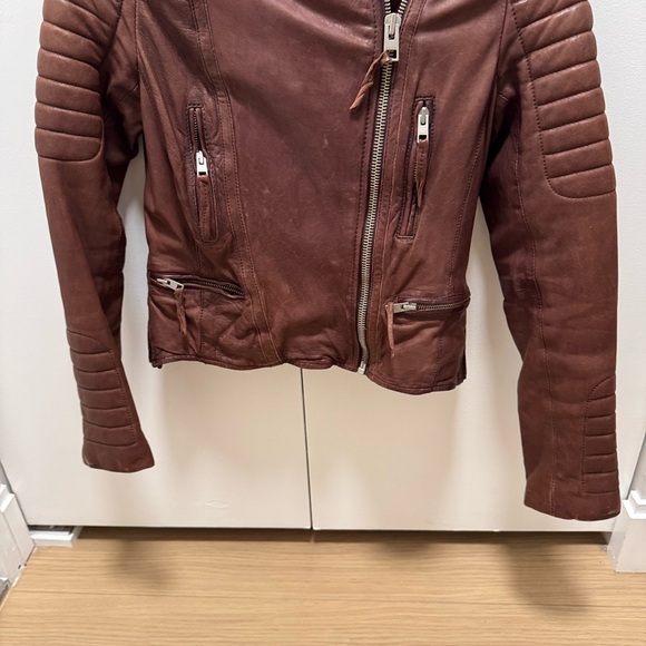 All Saints Dark Brown Leather Jacket - Picture 3 of 6